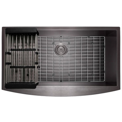 All-in-One Matte Black Finished Stainless Steel 30 in. x 20 in. Farmhouse Apron Mount Kitchen Sink with Pull-down Faucet