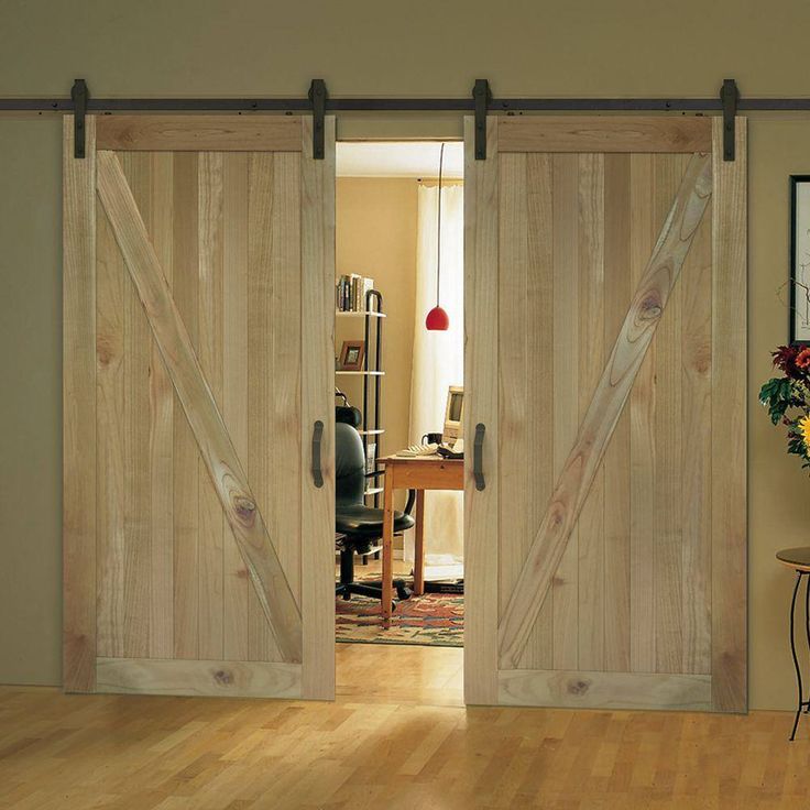 36 in. x 84 in. Rustic Unfinished Wood Sliding Barn Door with Hardware Kit