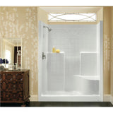 Everyday Diagonal Tile AFR 48 in. x 36 in. x 79 in. 1-Piece Shower Stall with Right Seat and Center Drain in Biscuit - Super Arbor
