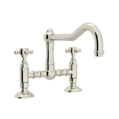 Rohl Italian Kitchen Acqui Polished Nickel 2-Handle Deck-Mount Bridge Handle Kitchen Faucet
