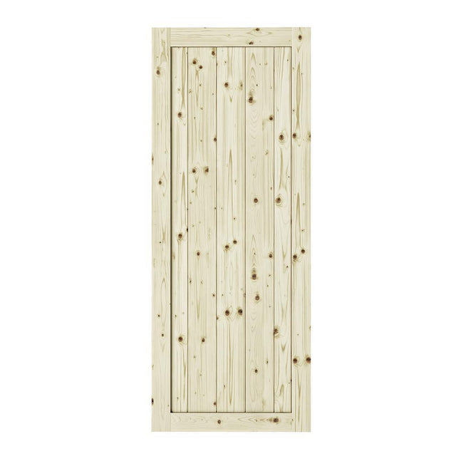 26 in. x 84 in. Rustic1-Panel Unfinished Knotty Pine Interior Barn Door Slab