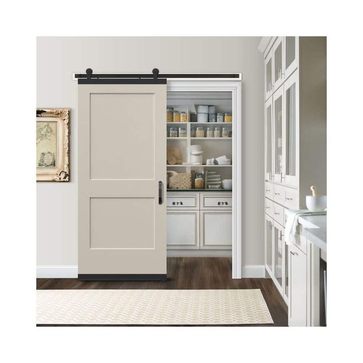 36 in. x 84 in. Monroe Primed Smooth Molded Composite MDF Barn Door with Rustic Hardware Kit