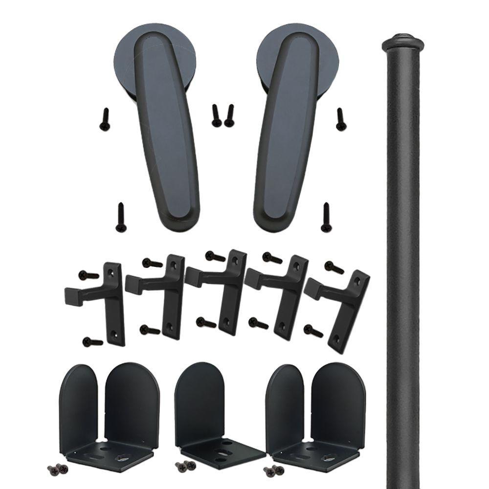 72 in. Vista Satin Nickel Sliding Barn Door Round Track and Hardware Kit - Super Arbor