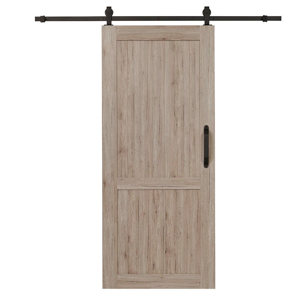 36 in. x 84 in. Millbrooke White H Style Ready to Assemble PVC Vinyl Sliding Barn Door with Hardware Kit - Super Arbor