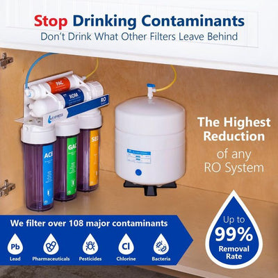 Express Water Reverse Osmosis 5 Stage Water Filtration System – with Faucet, Tank, and 4 Replacement Filters – 50 GPD