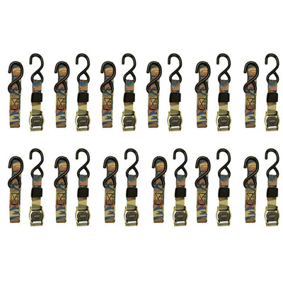 1 in. x 6 ft. Camo Cam Buckle Tie Down Strap, Built-In Velcro for Easy Repacking (12-Pack) - Super Arbor
