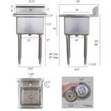 21.5 in. x 24 in. Stainless Steel Utility Wall Mount Sink with Single Hole for Faucet - Super Arbor