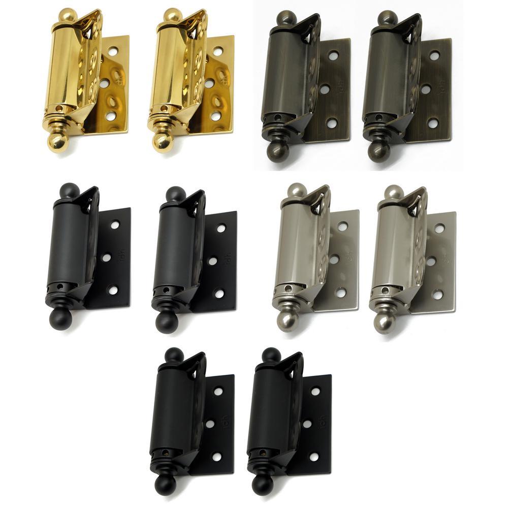 1-1/2 in. x 2-3/4 in. Solid Brass Adjustable Half Surface Screen Door Hinge with Ball Finials in Matte Black(1-Pair) - Super Arbor