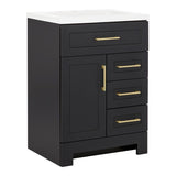 Style Selections Cauley 24-in Black Single Sink Bathroom Vanity with White Cultured Marble Top