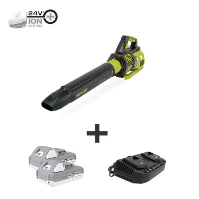 Sun Joe 140 MPH 560 CFM 48-Volt Cordless Brushless Turbine Jet Blower Kit with 2 x 2.0 Ah Batteries and Dual Charger - Super Arbor