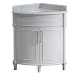 Aberdeen 24 in. W x 20 in. D Bath Vanity in White with Carrara Marble Top with White Sink - Super Arbor