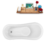 61 in. Acrylic Fiberglass Clawfoot Non-Whirlpool Bathtub in Black - Super Arbor