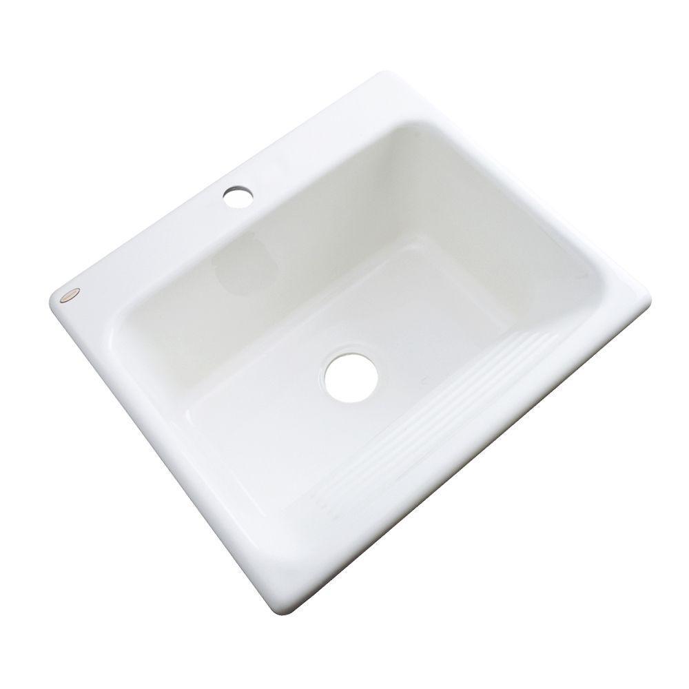 Kensington Drop-In Acrylic 25 in. 1-Hole Single Bowl Utility Sink in White - Super Arbor