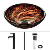 Glass Vessel Bathroom Sink in Gray Onyx and Seville Faucet Set in Matte Black - Super Arbor