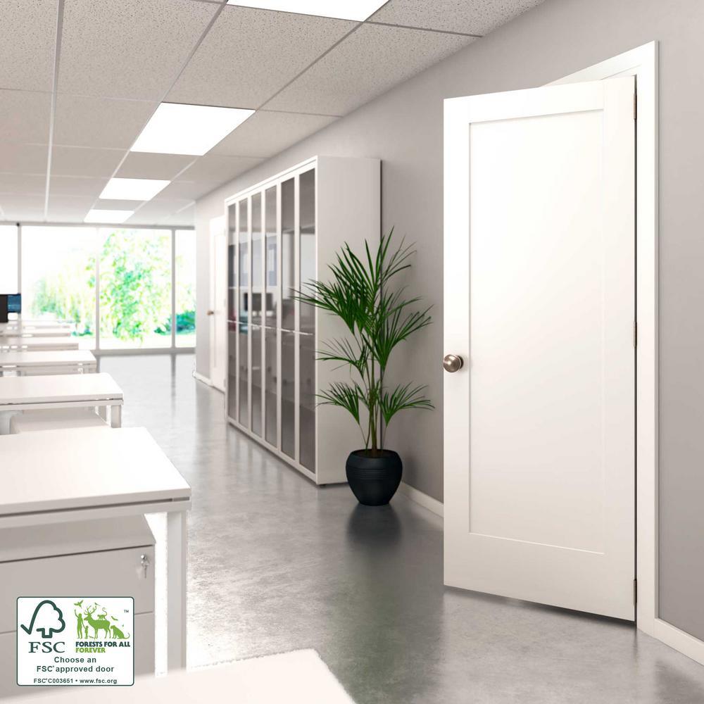 30 in. x 80 in. x 1-3/8 in. Shaker White Primed 1-Panel Solid Core Wood Interior Slab Door - Super Arbor