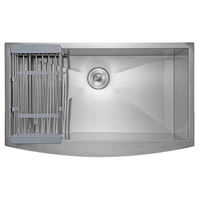 Stainless Steel 18-Gauge 33 in. x 22 in. Single Bowl Farmhouse Apron Mount Kitchen Sink with Drying Rack