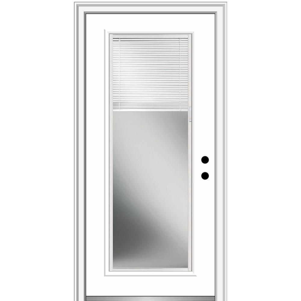 36 in. x 80 in. Internal Blinds Left-Hand Inswing Full Lite Clear Primed Steel Prehung Front Door - Super Arbor