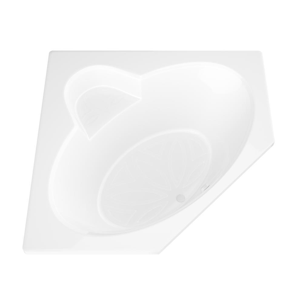 Malachite 5 ft. Acrylic Center Drain Corner Drop-in Non-Whirlpool Bathtub in White - Super Arbor