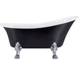 60 in. Fiberglass Single Slipper Clawfoot Non-Whirlpool Bathtub in Glossy Black - Super Arbor