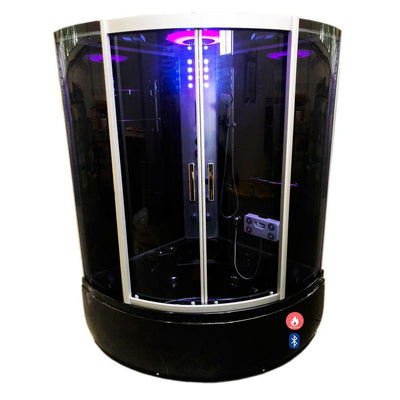 Vienna with Heater and Bluetooth 49 in. Acrylic Left Drain Corner Alcove Whirlpool Bathtub in Black - Super Arbor