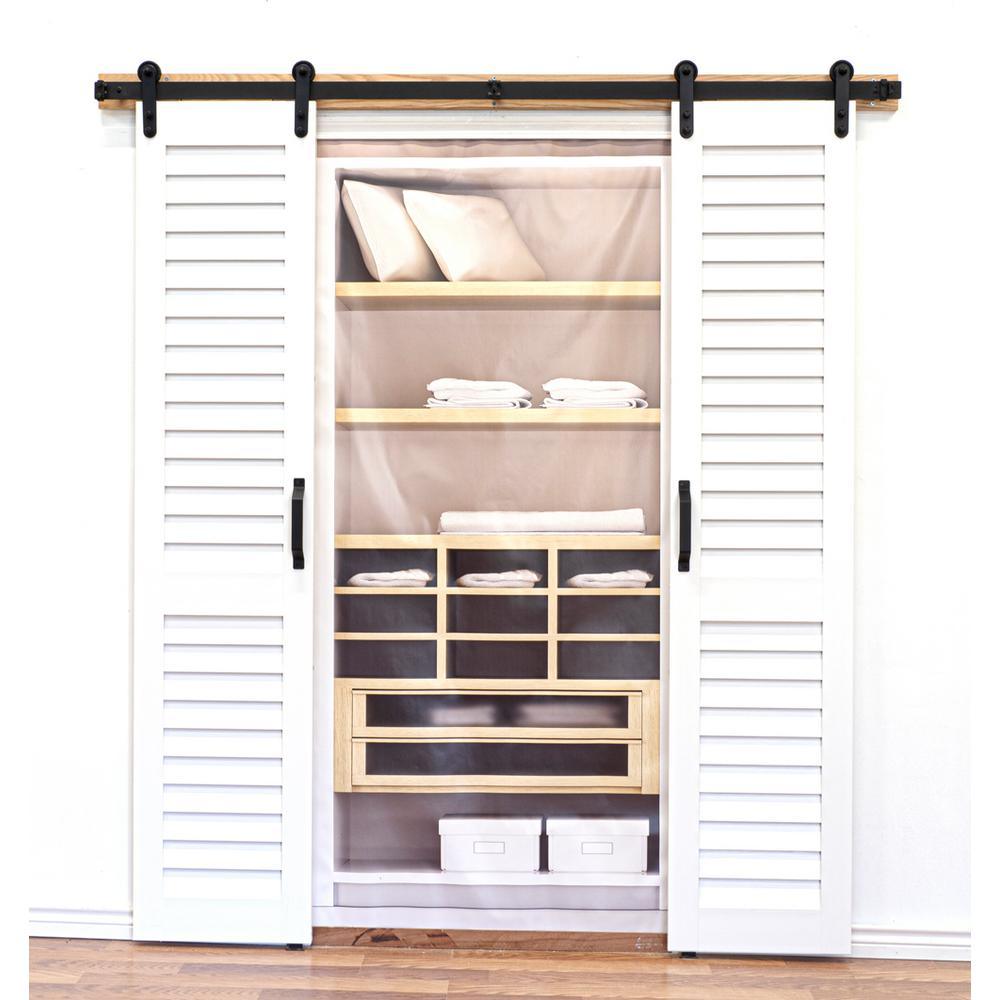 36 in. x 84 in. Louver/Louver White PVC Composite Split Barn Door - Super Arbor