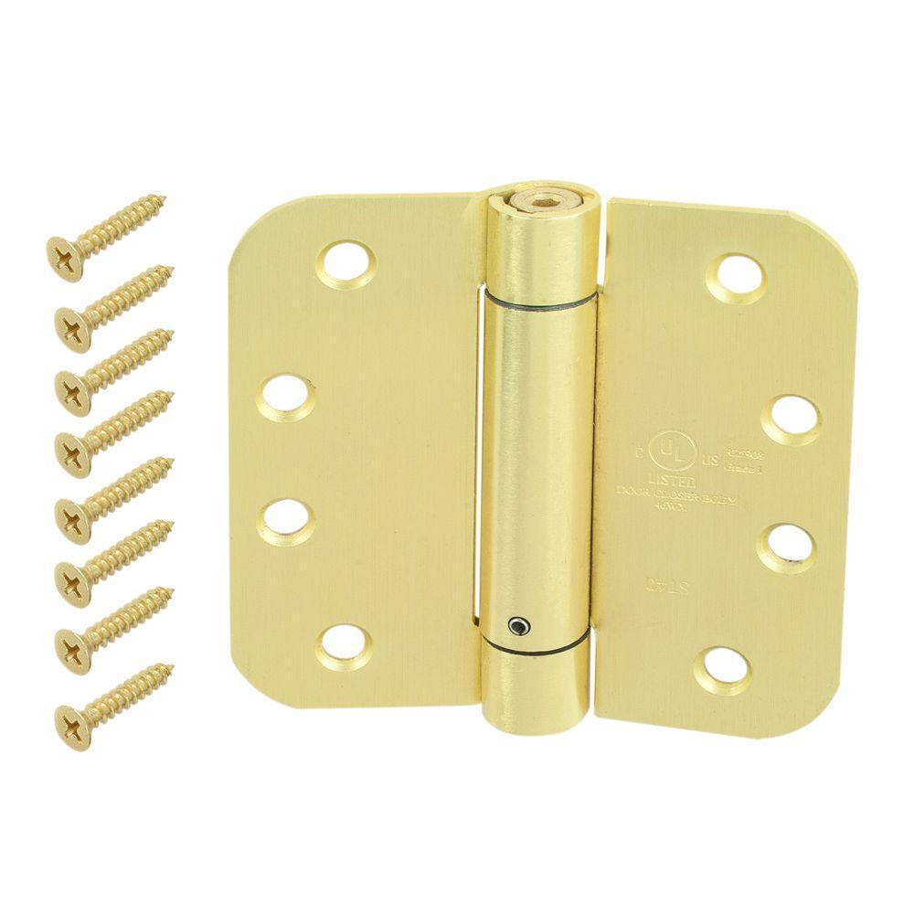 4 in. Satin Nickel Square Corner Security Door Hinges Value Pack (3-Pack) - Super Arbor