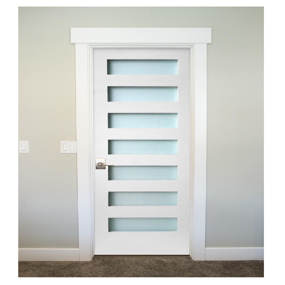 24 in. x 80 in. 7-Lite Satin Etch Primed Solid Core MDF Interior Door Slab - Super Arbor