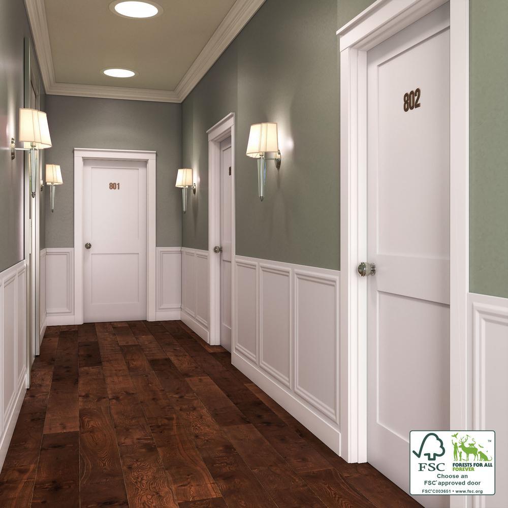 30 in. x 80 in. x 1-3/8 in. Shaker White Primed 2-Panel Solid Core Wood Interior Slab Door - Super Arbor