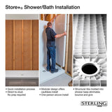 STORE+ 36 in. x 34 in. Single Threshold Center Drain Shower Base with Shower Walls and 10-Piece Accessory Kit in White - Super Arbor