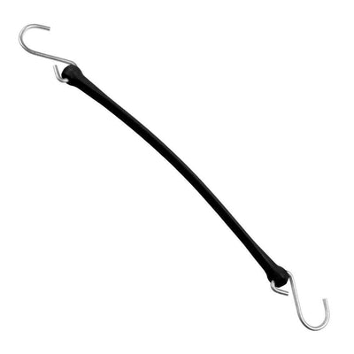 13 in. Polyurethane Bungee Strap with Galvanized S-Hooks (Overall length: 18 in.) in Black - Super Arbor
