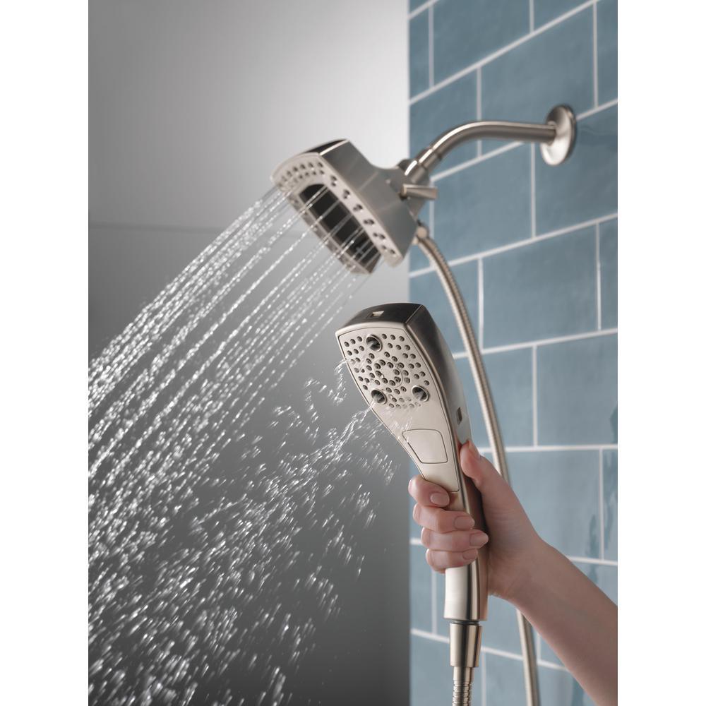 In2ition Two-in-One 5-Spray 5.8 in. Dual Wall Mount Fixed and Handheld Shower Head in Stainless - Super Arbor