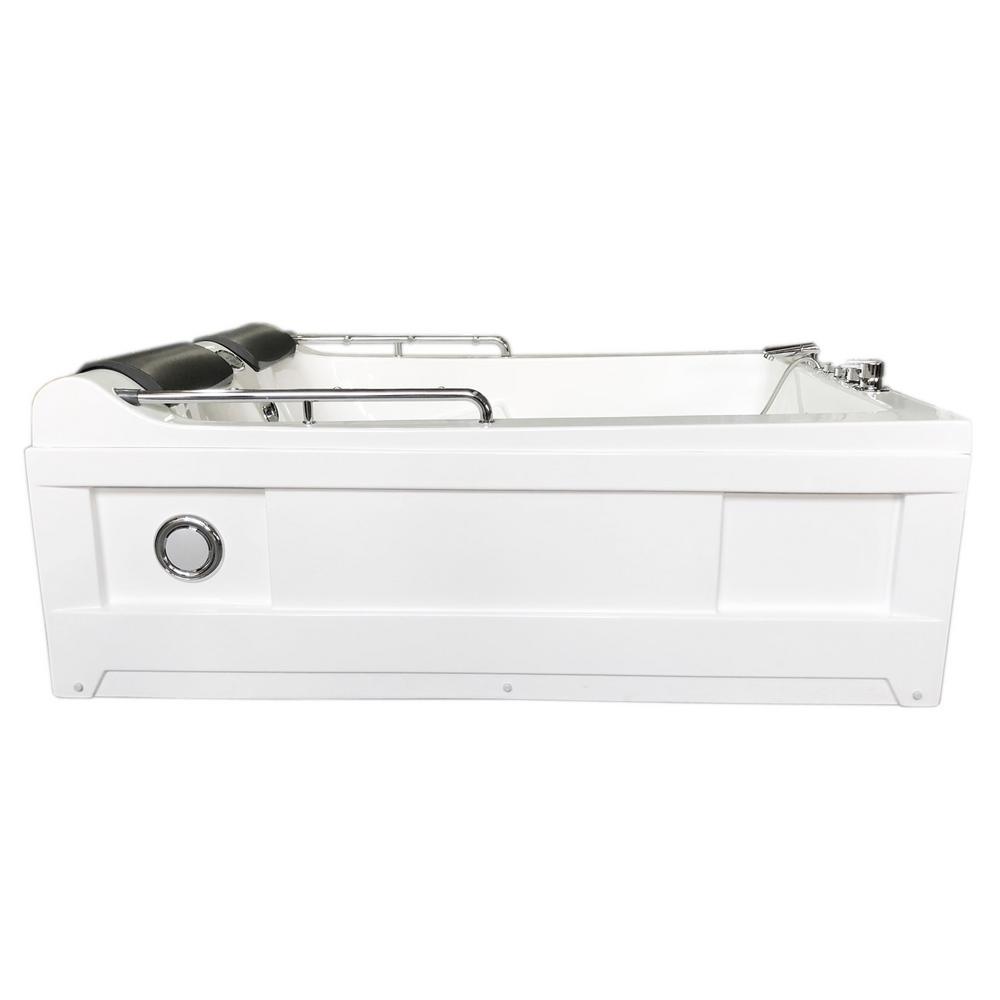 Mimi with heater 68 in. Acrylic Center Drain Corner Alcove Whirlpool Bathtub in White - Super Arbor