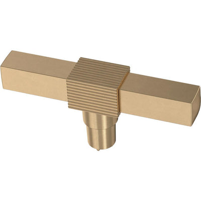 Fluted Square 3-1/8 in. (79 mm) Champagne Bronze Elongated T-Cabinet Knob - Super Arbor