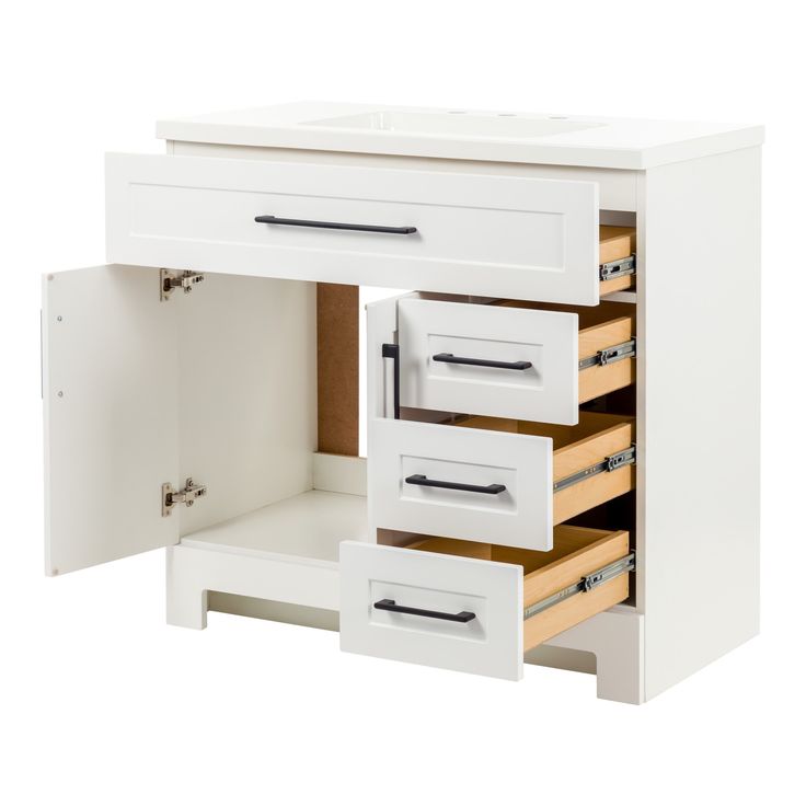 Style Selections Cauley 36-in White Single Sink Bathroom Vanity with White Cultured Marble Top