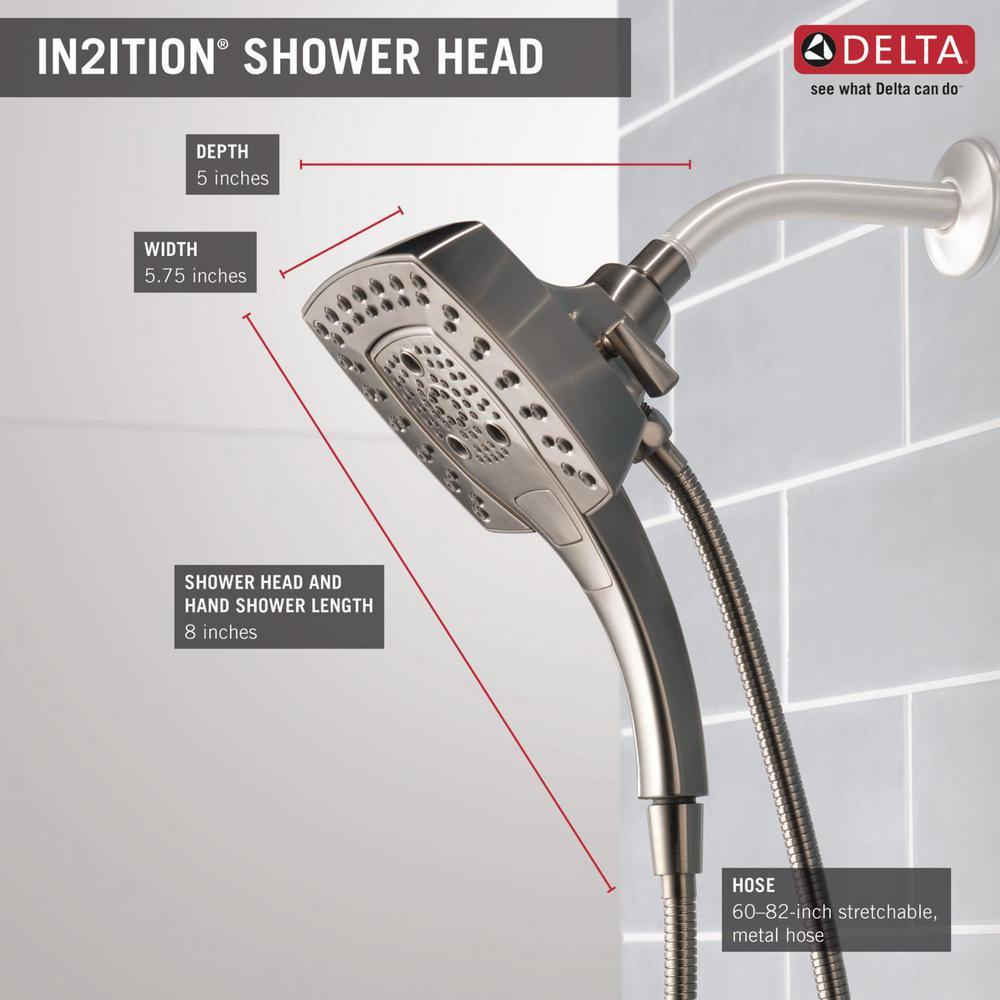 In2ition Two-in-One 5-Spray 5.8 in. Dual Wall Mount Fixed and Handheld Shower Head in Stainless - Super Arbor