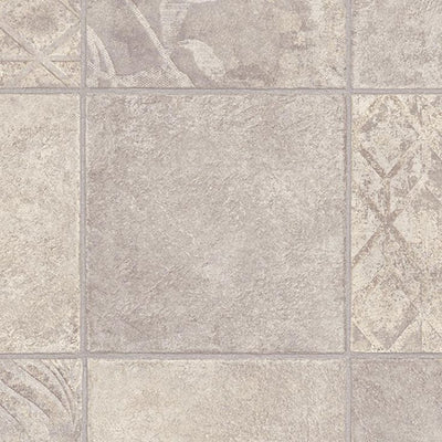 TrafficMASTER Marbella Tile Grey Residential Vinyl Sheet, Sold by 13.2 ft. Wide x Custom Length