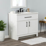 Style Selections Potter 36-in White Single Sink Bathroom Vanity with White Cultured Marble Top