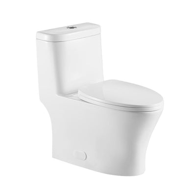 12 in. Rough-In 1-piece 1.1/ 1.6 GPF Dual Flush Elongated Siphonic Jet Toilet in White, Seat Included - Super Arbor