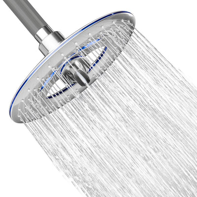 2-Spray 7.88 in. Single Wall Mount Waterfall Fixed Adjustable Shower Head in Chrome - Super Arbor