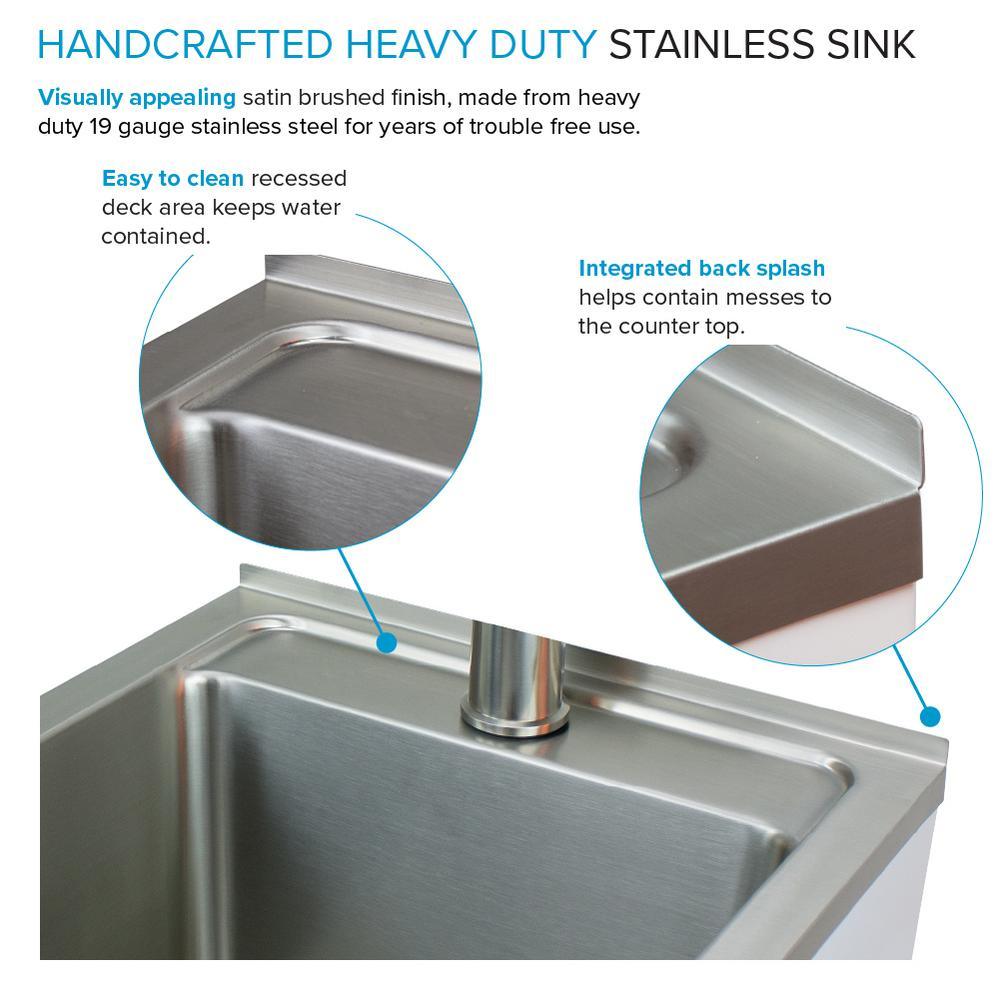 All-in-One 15.5 in. x 22.4 in. x 34.9 in. Metal Drop-In Laundry/Utility Sink and Cabinet in White - Super Arbor