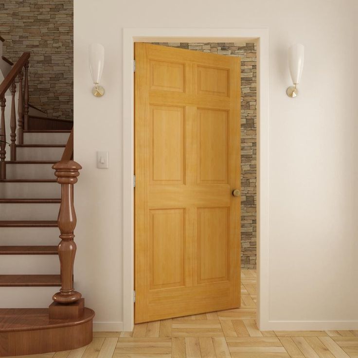 ReliaBilt 24-in x 80-in Brown/Unfinished 6-Panel Unfinished Pine Wood Slab Door
