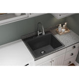 Quartz Classic Perfect Drain Drop-In 25 in. Laundry Sink in Gray - Super Arbor