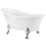 60 in. Fiberglass Single Slipper Clawfoot Non-Whirlpool Bathtub in Glossy White - Super Arbor