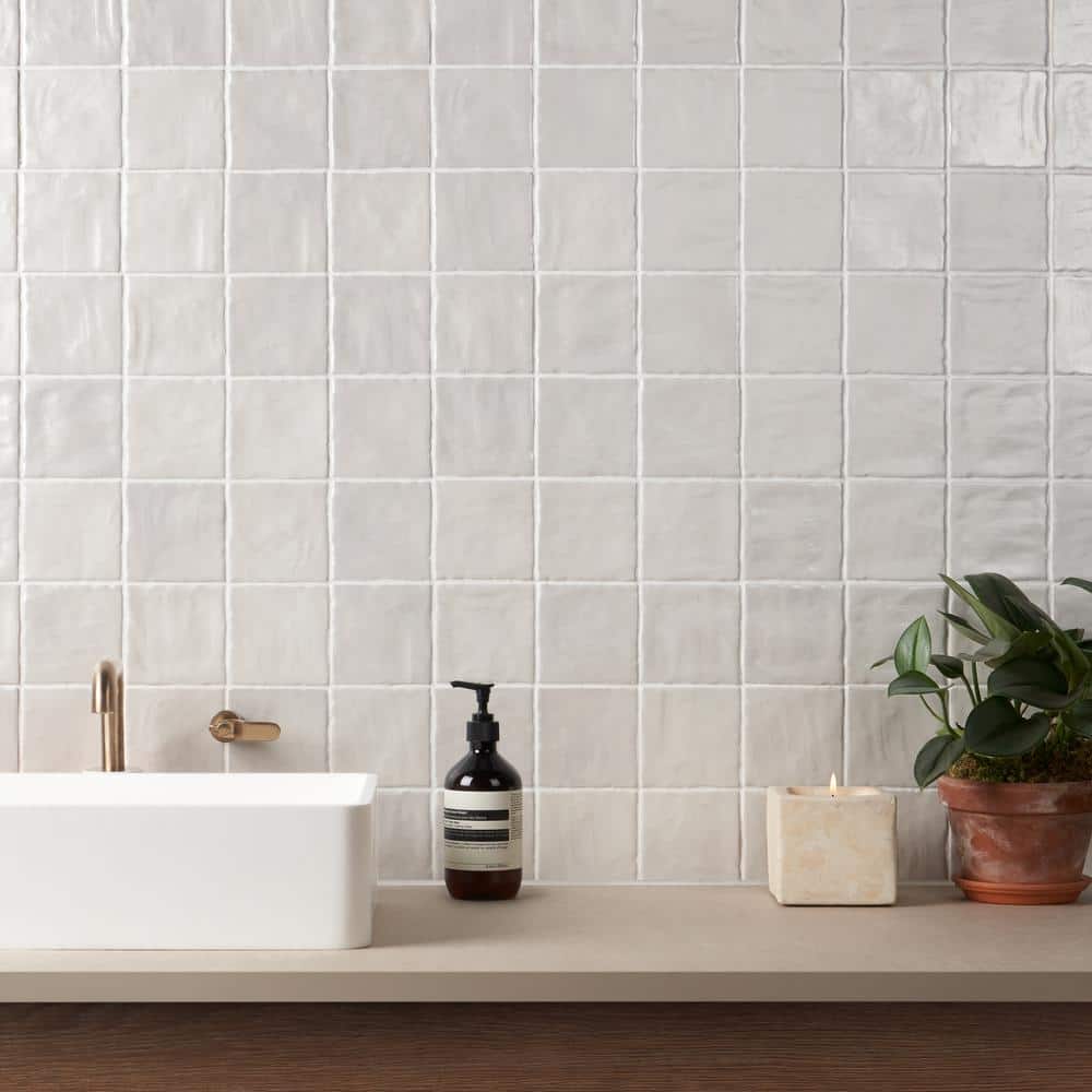 Ivy Hill Tile Amagansett White 4 in. x 4 in. 9mm Satin Ceramic
