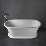 Vanity Art Drancy 61 in. x 31 in. Solid Surface Resin Stone Flatbottom Freestanding Bathtub in Glossy White