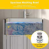 Karl home 24 in. D Drop-In Laundry/Utility Sink in Gray with Cabinet and Pull-Out Sprayer Faucet