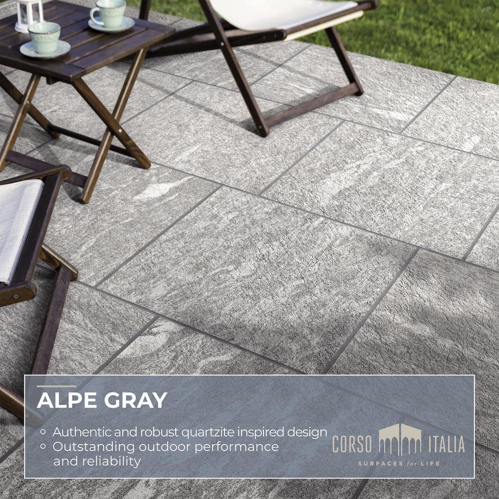 Corso Italia Alpe Gray 24 in. x 24 in. x 0.75 in. Quartzite Stone