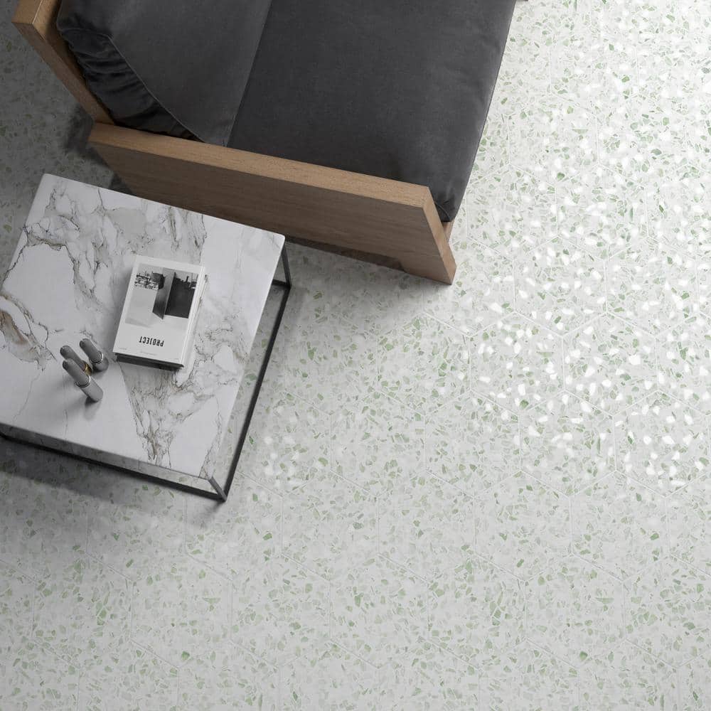 Ivy Hill Tile Fusion Hex Green Terrazzo 9.13 in. x 10.51 in. Matte Por –  Super Arbor, image size:1000x1000