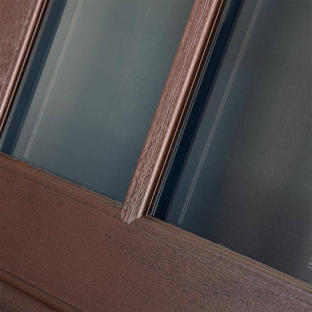 Steves & Sons Regency 36 in. x 80 in. 3/4-6 Lite Clear Glass LHOS Hickory Stain Mahogany Fiberglass Prehung Front Door