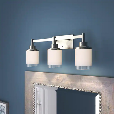 Progress Lighting Alexa 3-Light Nickel Transitional Vanity Light